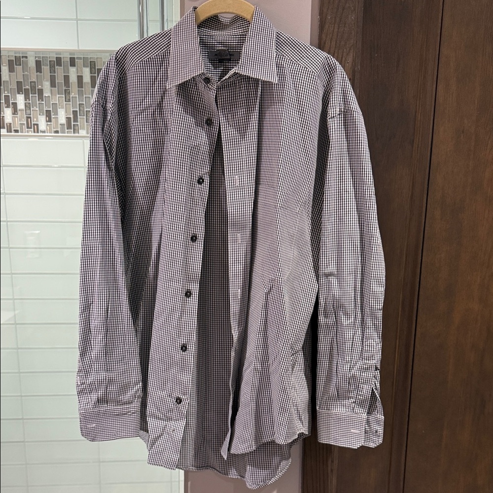 Johnston & Murphy Black and White Checkered Shirt